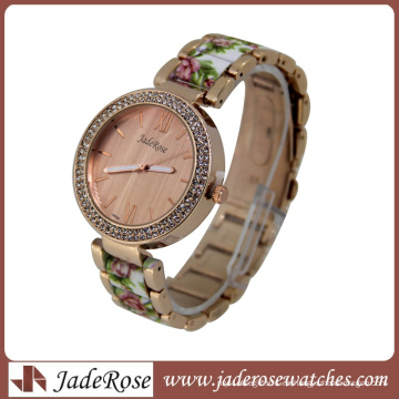 Venta caliente flor impresa en la marca Lady Brand Geneva Watch